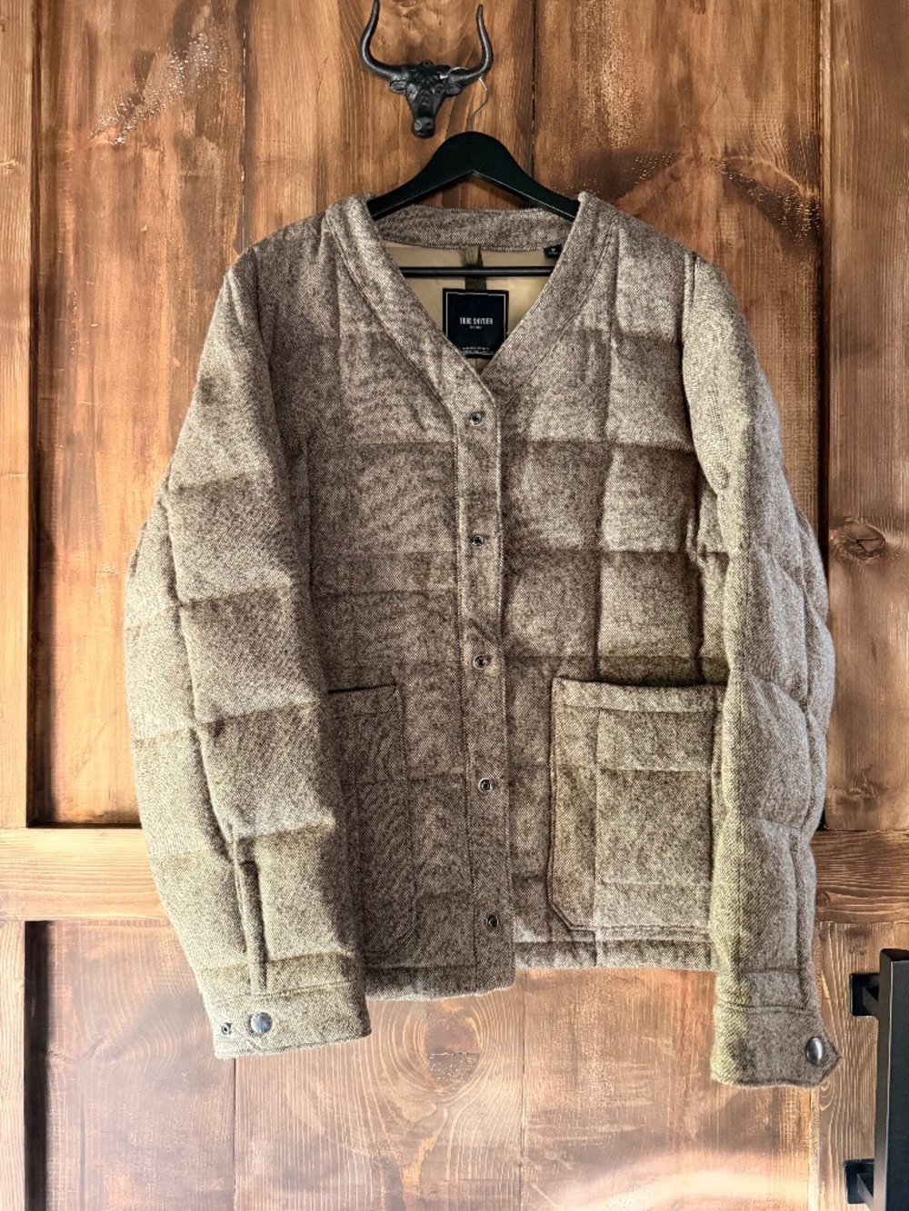 NEW $498 Todd Snyder New York Brown Tan Quilted Wool Cardigan (Medium)
